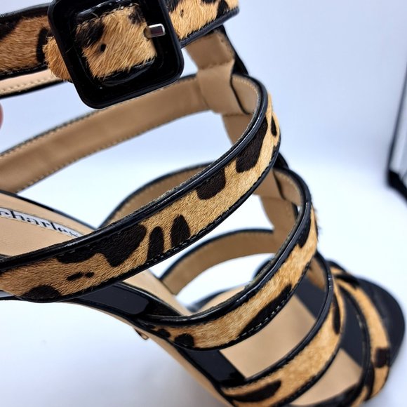 CHARLES DAVID Ina Slingback HEELS Size 7.5 LEATHER leopard pattern LOGO STUNNING - Picture 4 of 14